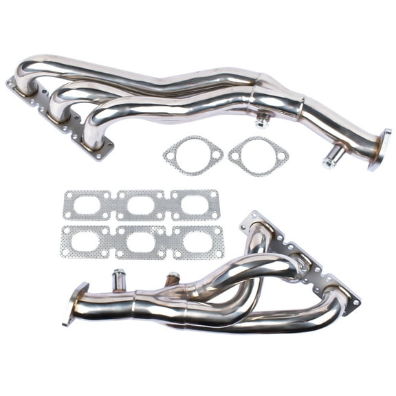 Stainless Steel Exhaust Header Manifold 6-2-1 Design 1.75" Primary 2" Outlet Compatible with BMW E46 323i 328i Z3 E39 528i M54 2.5L 2.8L 3.0L L6 2001-2006 CNC Flanges TIG Welded