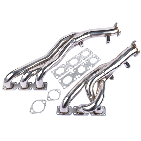 Stainless Steel Exhaust Header Manifold for BMW E46 323i/328i, E39 5-Series, Z3 2.5L/2.8L/3.0L L6 Engines - 2" Outlet, 1.75" Primary Tube, 4 O2 Sensors - SKU: 13342174