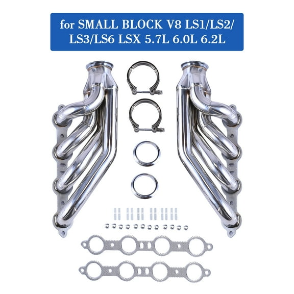 Stainless Steel Exhaust Header Manifold for Small Block V8 LSX LS1 LS2 LS3 LS6 Forward Facing Up LS Turbo 1 3/4" Primaries