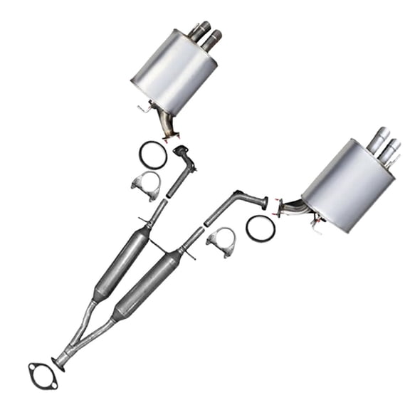 Northeastern Exhaust Stainless Steel Exhaust Resonator & Pair of Mufflers Kit Fits INFINITI M35 20062010 3.5L & M45 20062010 4.5L | Free Gaskets & Clamps Included | Automotive Replacement Part