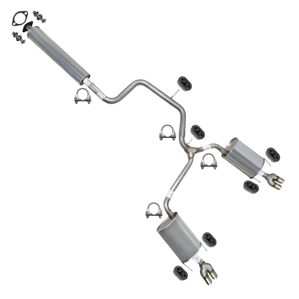 Northeastern Exhaust Resonator, Y-Pipe & Muffler Exhaust System Kit Fits 2003-2008 Pontiac Grand Prix 3.8L - Direct Fit | Stainless Steel | Includes Gaskets, Clamps, Hangers & Bolt Kit