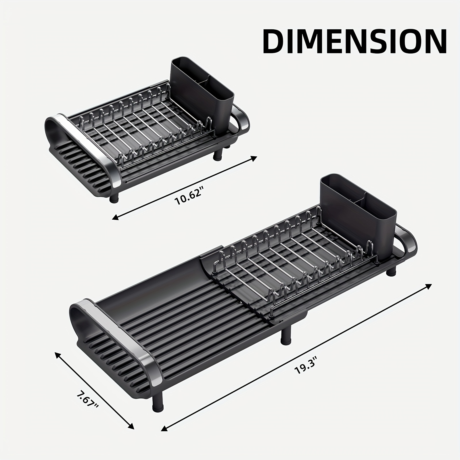 Stainless Steel Expandable Dish Rack -Compact Drainer with Removable ...