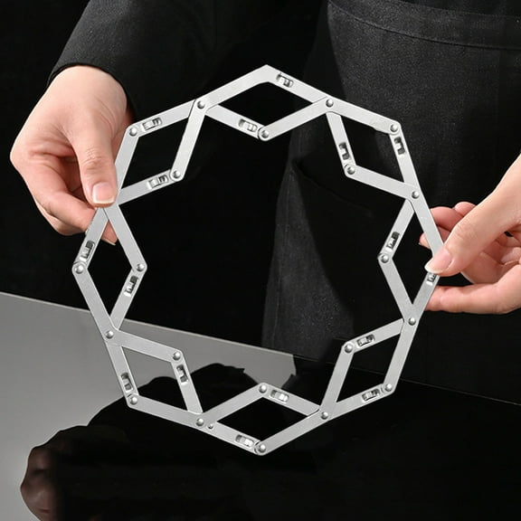 Stainless Steel Expandable Pot Mat | Telescopic Tableware Insulation Pad Silvery | Snowflake Design | Heat Resistant, Non-Slip, Scald-Proof | 17-21.5cm Adjustable Trivet for Hot Plates, Pots