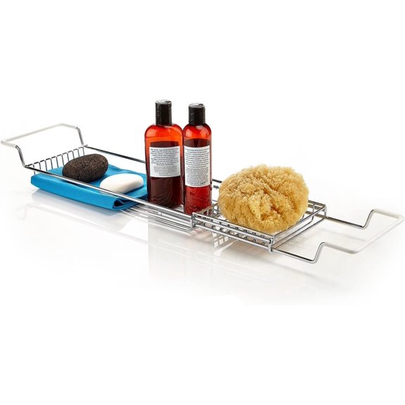 Stainless Steel Expandable Shower Bathtub Tray Over The Clawfoot Tub Bath Caddy