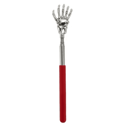 Stainless Steel Extendable Telescopic Handle Skeleton-Hand Back Scratcher, Extends to 22.83", Red