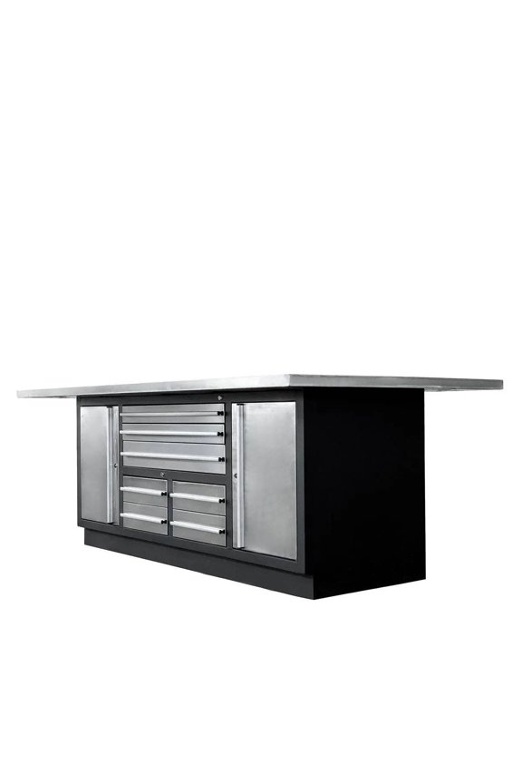 TMG Heavy Series Stainless-Steel Extra-Large 85" x 45" Platform Workbench, 7 Lockable Drawers, 2 Storage Cabinets, All-in-One Welded Frame, TMG-WB708S (Previously TMG-WB85XS)