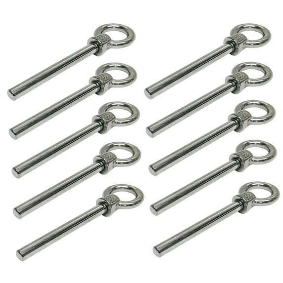 Stainless Steel Eye Bolt 1/4"x3" Marine Non-Threaded Shoulder Eyebolt, 10 Pcs