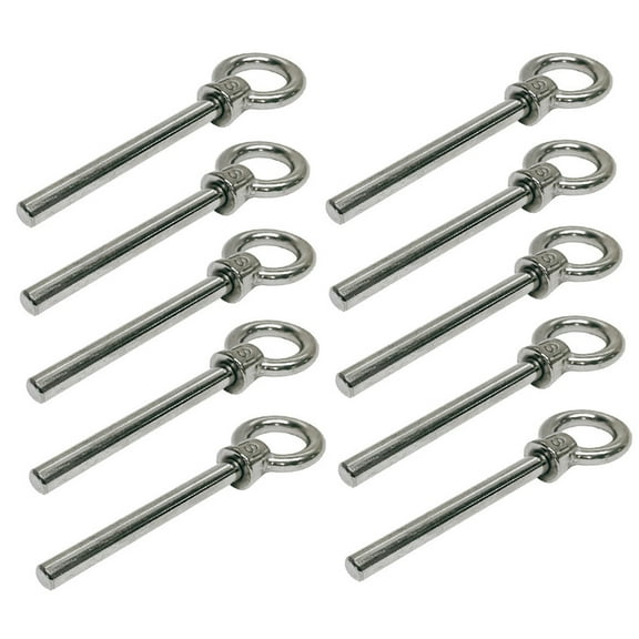 Stainless Steel Eye Bolt 3/8"x4" Marine Grade Non Threaded Shoulder Eyebolt 10Pc