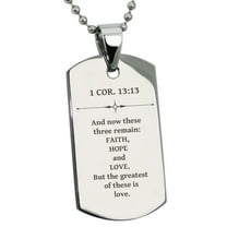Tioneer Stainless Steel Faith Hope Love 1 Corinthians 13:13 Dog Tag Pendant Necklace