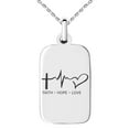 thumbnail image 1 of Stainless Steel Faith Hope Love Lifeline Engraved Small Rectangle Dog Tag Charm Pendant Necklace, 1 of 4