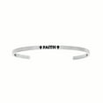 thumbnail image 1 of Stainless Steel Faith With Cross Diamond Accent Cuff Bangle Bracelet, 7, 1 of 5