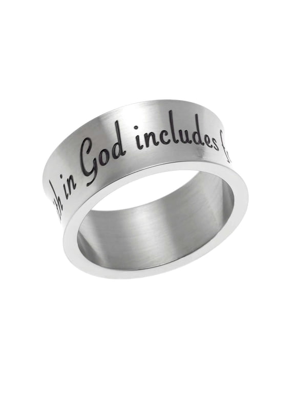 Stainless Steel "Faith in God" Inspirational Ring size 8
