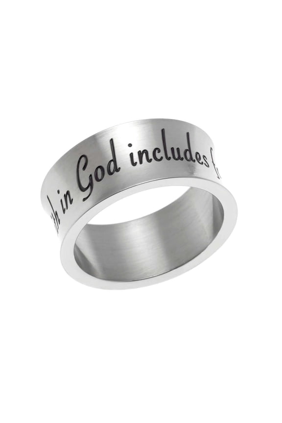 Stainless Steel "Faith in God" Inspirational Ring size 9