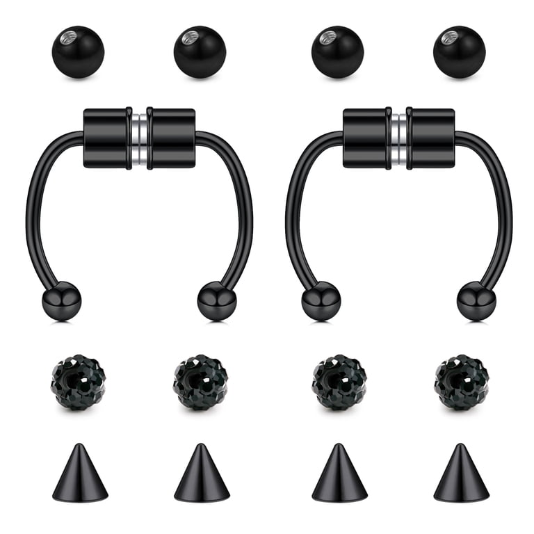 Stainless Steel Fake Septum Nose Ring Non Piercing Septum Ring Fake Nose  Rings with 12PCS Replacement Balls Spike - Walmart.com