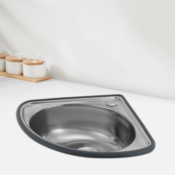 Stainless Steel Fan-Shaped Basin 12.2" Single Bowl, Wall/Countertop Mount, Anti-Rust Design for Kitchen & Bathroom Sinks