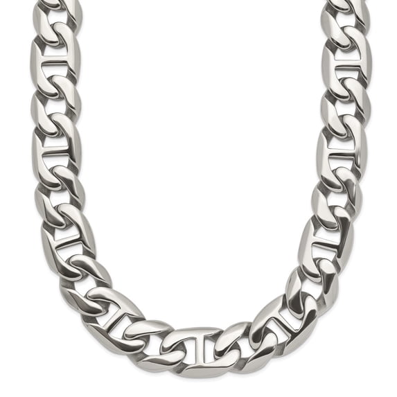 Stainless Steel Fancy Chain Styles Necklace Chisel Polished 24 inch Link 9 mm