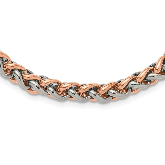 Stainless Steel Fancy Chain Styles Necklace Chisel Polished Rose IP-plated 24 inch 7 mm