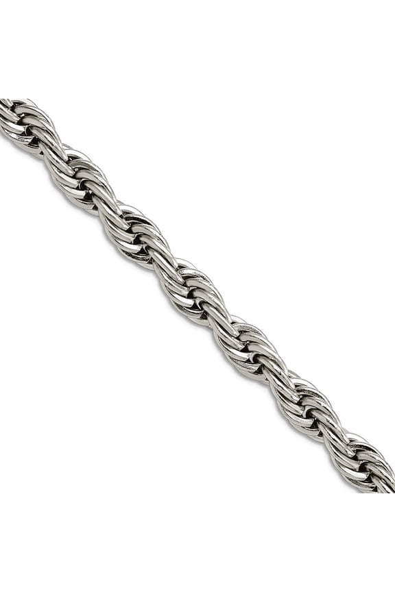 Stainless Steel Fancy Lobster Closure Polished 7mm Rope Necklace 16 Inch Pendant Necklace for Women