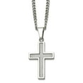 thumbnail image 1 of Stainless Steel Fancy Lobster Closure Polished Grey Carbon Fiber Small Religious Faith Cross Necklace 20 Inch 20mm Wide, 1 of 2