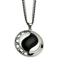 thumbnail image 1 of Stainless Steel Fancy Lobster Closure Polished and Black Simulated Onyx Pendant Double Chain Necklace 24 Inch Jewelry fo, 1 of 5
