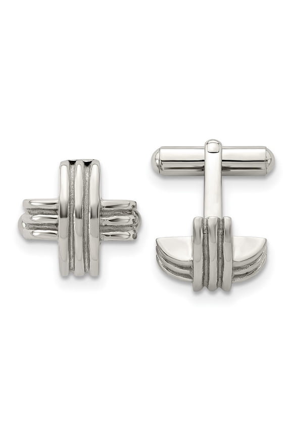 Stainless Steel Fancy X Cuff Links