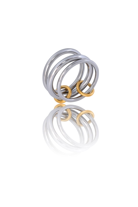 Stainless Steel Fashion Multi Layer Middle with Drill Stainless Steel Ladies Open Rings Waterproof Jewelry Gifts