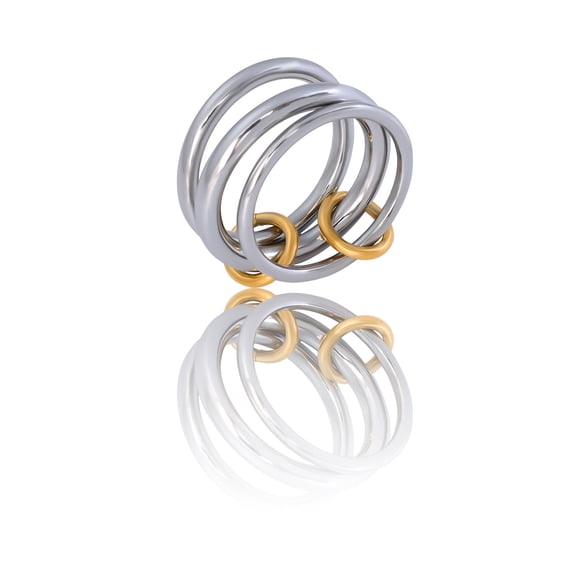 Stainless Steel Fashion Multi Layer Middle with Drill Stainless Steel Ladies Open Rings Waterproof Jewelry Gifts