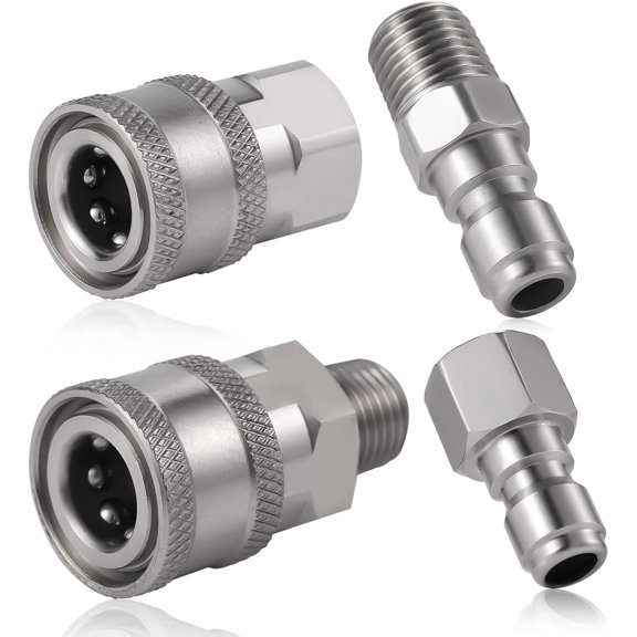 Stainless Steel Fast Connect Hose Adapter Fittings 1/4 Inch NPT Washer Attachments