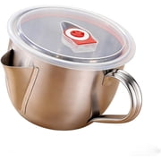 Stainless Steel Fat Separator with Dual Spouts, Gravy Separator & Gravy Strainer, Wide Bowl Grease Separator for Broth, Soup, Sauces, Cool-Touch Handle