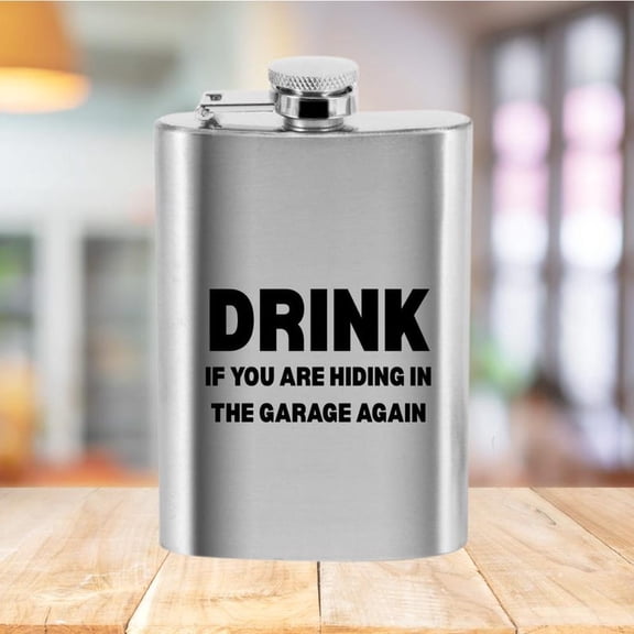 Stainless Steel Fathers Day Whisky Flask 8oz Pocket Flask Birthday Wedding Outdoor Fishing Travel Flask Father's Day Gift, Best Man Gift, Grandpa Gift, Step Dad Flask Happy Father's Day