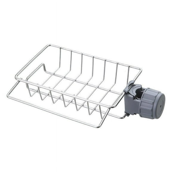 Stainless Steel Faucet Rack, Sink Caddy Organizer Sponge Holder with Towel Bar, Rustproof Kitchen & Bathroom Storage Shelf, No Drilling Easy Install, Fits Round Faucets 0 7-0 98in