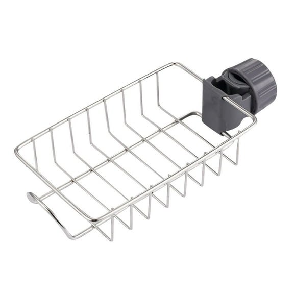 Stainless Steel Faucet Storage Rack Hanging Clip Organizer for Kitchen Sink Bathroom, Quick Drain Holder Sponge Soap Dispenser No Install Tools Needed