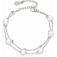 thumbnail image 1 of Stainless Steel Faux Pearl Chain Style Beaded Party Holiday Bracelet, 1 of 6