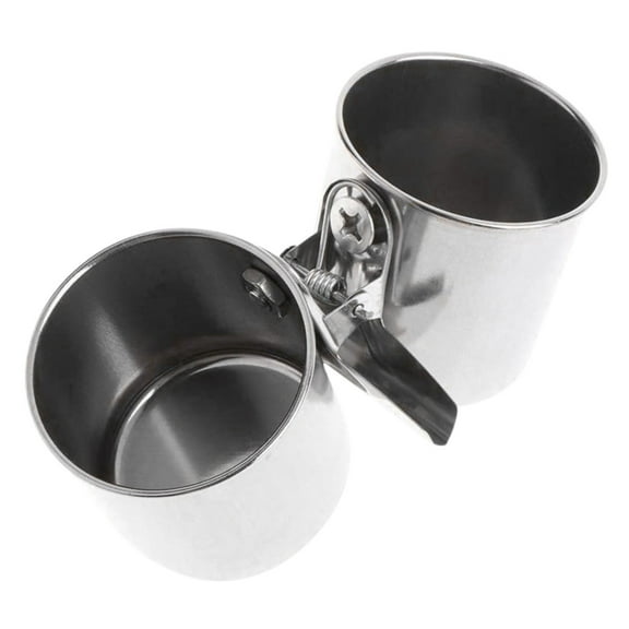 Stainless Steel Feeder Cups with Clamp Double Bowl Food & Water for Parrots,Conures,Lovebirds Cage Mount Bowls for Small & Large Birds (1-Pack)