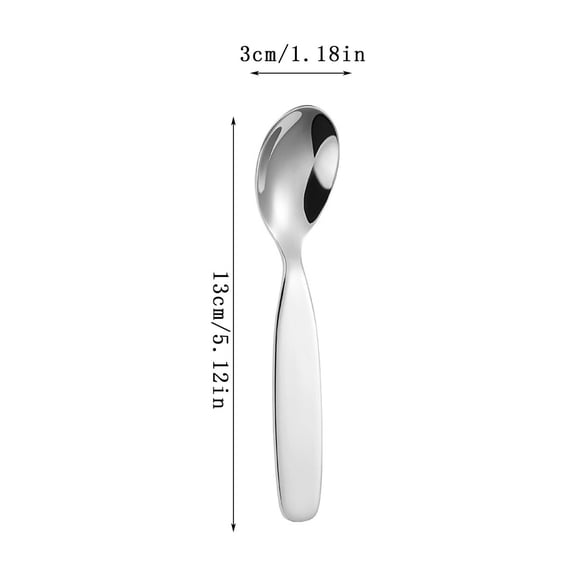 Stainless Steel Feeding Spoon, Baby Feeding Utensil, Mini 304 Stainless Steel Thickened Spoon for Toddlers, Safe Rounded Edges, Durable Household Tableware, Easy to Clean and Portable