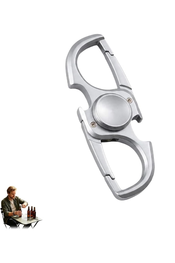Stainless Steel Fidget Spinner Keychain Bottle Opener & Car Key Waist Pendant, Smooth Spin, Keepsake Gift for Dad Husband Boyfriend(RL Silver 1 PC)