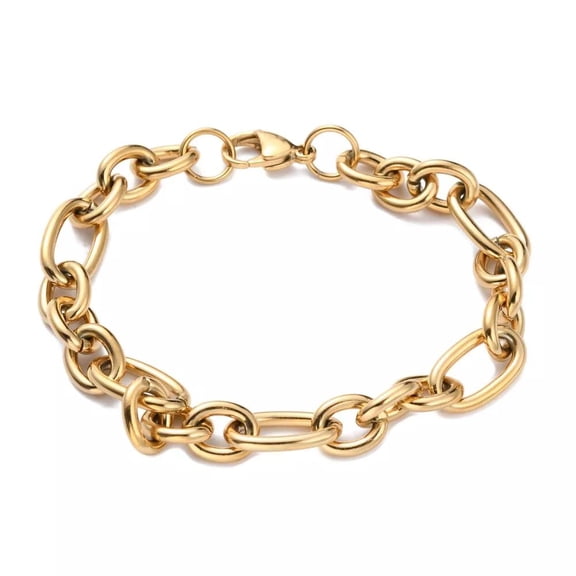 Stainless Steel Figaro Bracelet Lobster Rainbow Purple Black Gold Silver 8.2 Z43