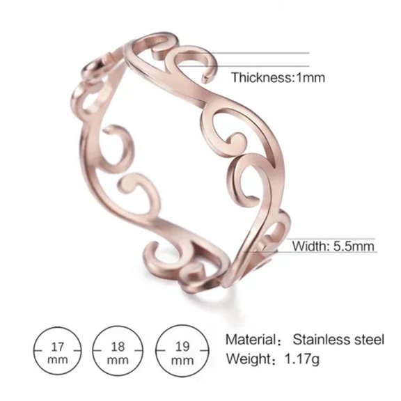 Stainless Steel Filigree Rings Ethnic Mandala Leaf Ring Fashion Jewelry