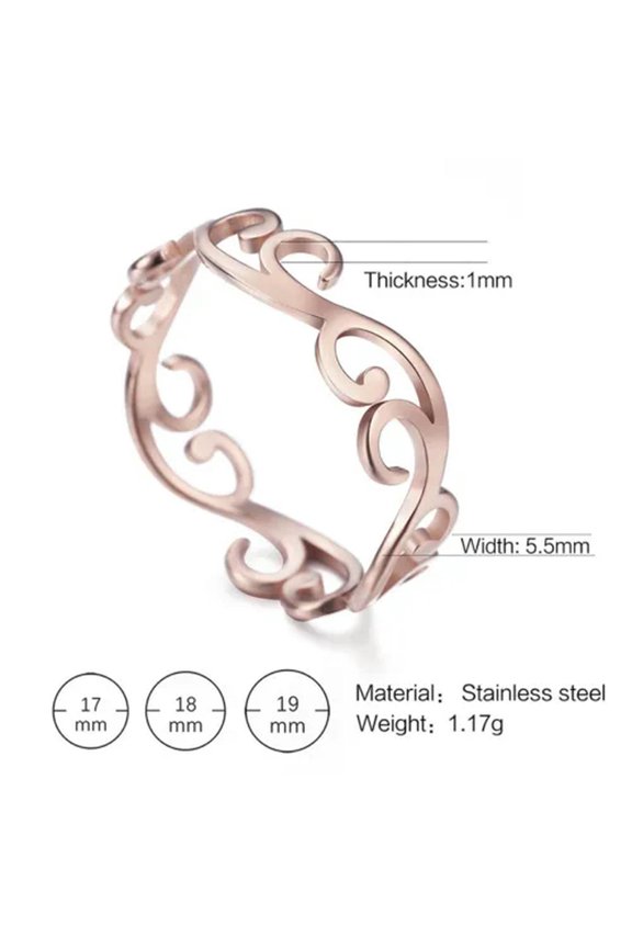 Stainless Steel Filigree Rings Ethnic Mandala Leaf Ring Fashion Jewelry