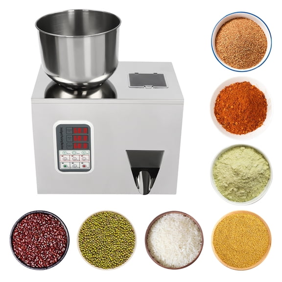 Stainless Steel Filling Machine 1-100g Auto Packing & Filling Machine Grain Particle Dispenser with Display&Wrench, Multifunctional Particle Weighing Automatic Filler for Tea Seeds Grains