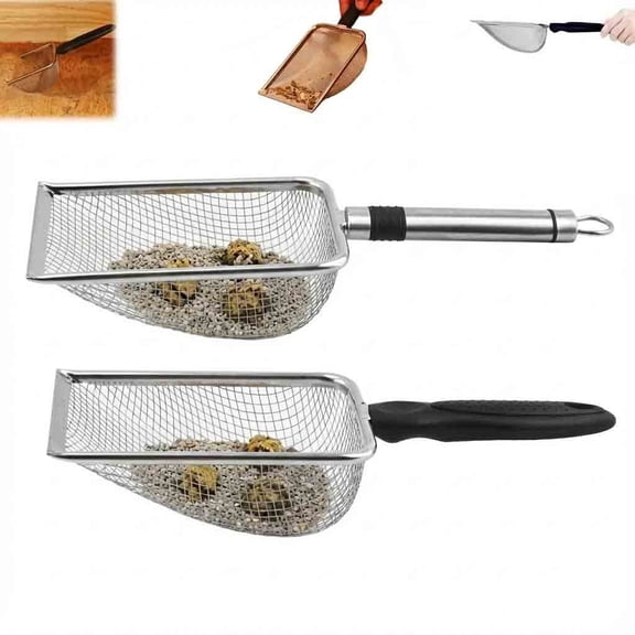 Stainless Steel Fine Mesh Cat Litter Scoop with Ergonomic Handle, Ultra fine litter scoop& Efficient for Daily Cleaning,Works with Various Litter Types - 2 Pack