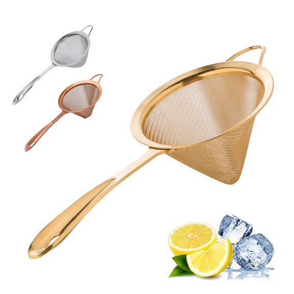 Stainless Steel Fine Mesh Cocktail Strainer, 304 Conical Sieve with Ergonomic Handle, Rustproof Bartender Tool for Double-Straining Tea, Coffee, Kombucha, and Culinary Prep