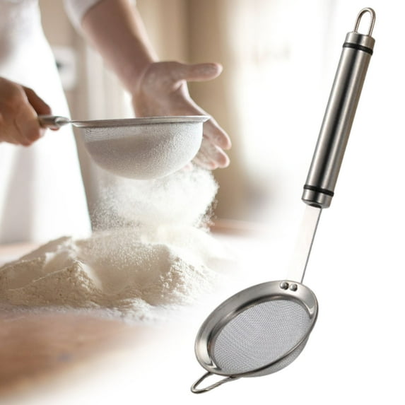 Stainless Steel Fine Mesh Filter Screen-Kitchen Juicer Strainer Spoon for Home Use,Durable Household Sieve with Handle for Juicing,Cooking & Baking