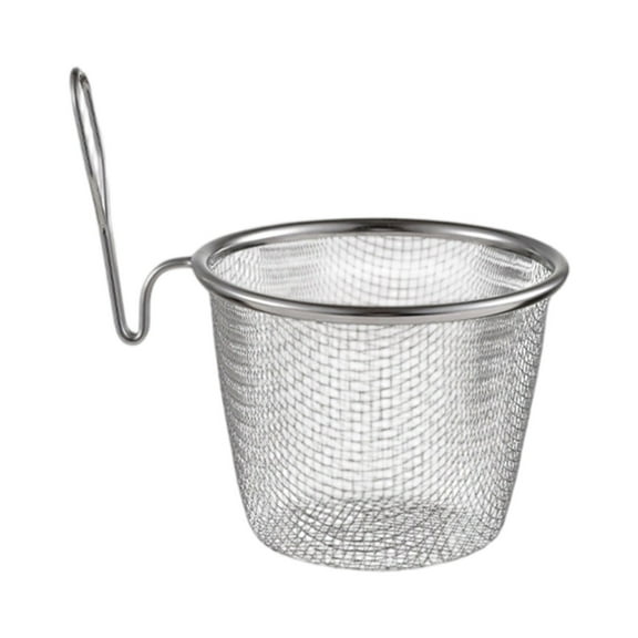 Stainless Steel Fine Mesh Kitchen Strainer with Handle, Small Wire Food Strainer for Hot Cooking Pasta Noodle Dumpling, Household Cooking Utensil and Accessory (Silver, 1 PCS)