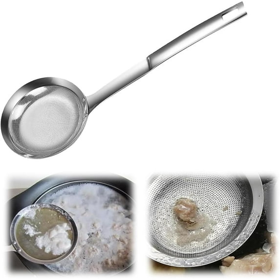 Stainless Steel Fine Mesh Strainer, 2025 Upgrade Spoon Extra Fine Mesh Strainer with Handle,Sieve Fine Mesh Colander Spoon Strainer Oil Filter Food Strainer Kitchen Gadget (Small)