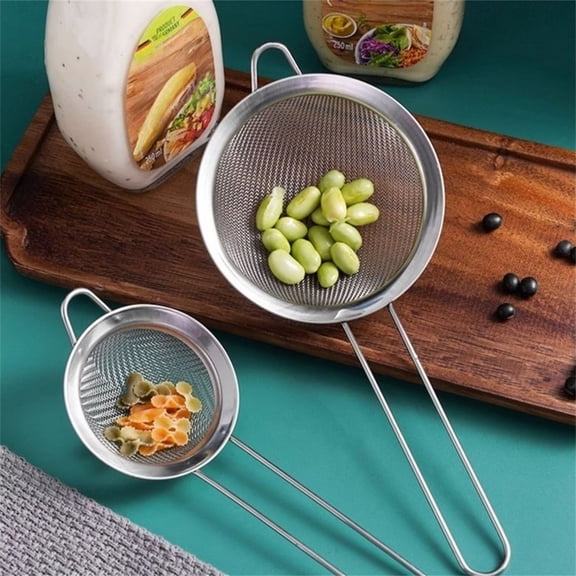 Stainless Steel Fine Mesh Strainer, Kitchen Sieve with Handle, Food Grade Metal Colander, for Baking Cooking Straining