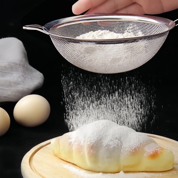 Stainless Steel Fine Mesh Strainer, Long Handle Fine Sieve Strainer, Food-Grade Mesh Skimmer For Tea, Coffee, Flour & Kitchen Cooking Silver-21.5Cm