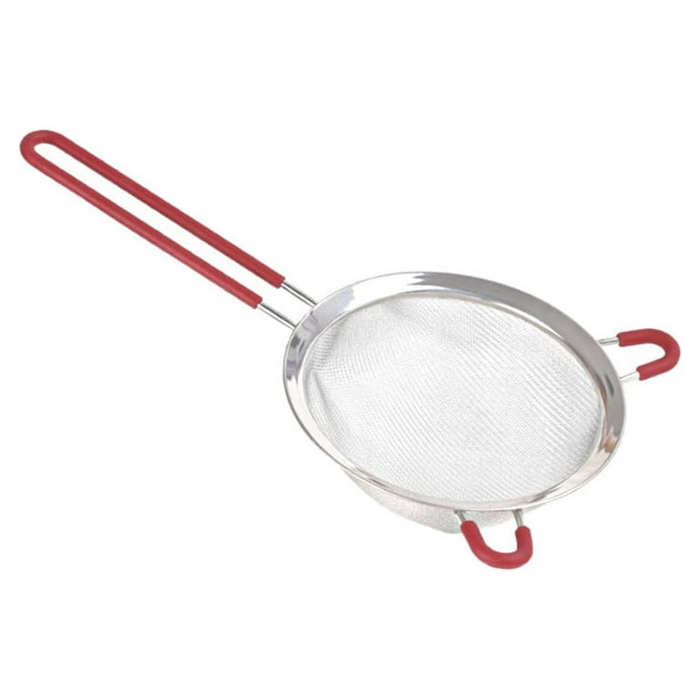 Kafoor 9 Large Fine Mesh Strainer with Thermo Plastic Rubber Handle -  Sieve Fine Mesh Stainless Steel - Ideal to Strain Pasta, Quinoa and Rice.