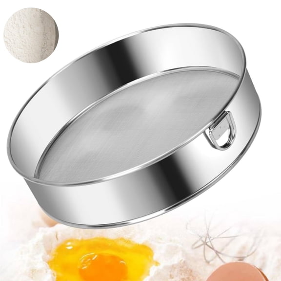 Stainless Steel Fine Mesh Strainers,Portable 60 Mesh Round Sifter for Baking,Reusable Flour Sieve for Baking Cakes,Pastries,Cupcakes