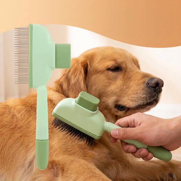 Stainless Steel Fine Pin Pet Grooming Comb, Ergonomic Handle Deshedding Brush, Gentle Skin Friendly Hair Remover Tool for Long & Short Hair Dogs & Cats